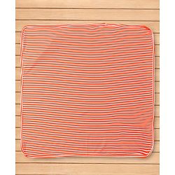 Babyhug Cotton Knit Hooded Wrapper with Stripes L 76 x B 76 cm - Red