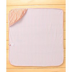 Babyhug Cotton Knit Hooded Wrapper with Stripes L  76 x B 76 cm - Orange