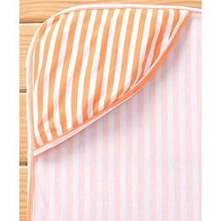 Babyhug Cotton Knit Hooded Wrapper with Stripes L  76 x B 76 cm - Orange