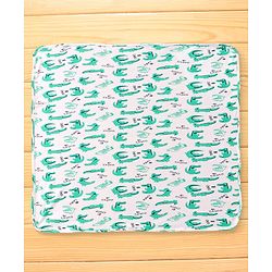 Babyhug Cotton Knit Hooded Wrapper with Crocodile Print L 76 x B 76 cm - White