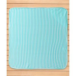 Babyhug Cotton Knit Hooded Wrapper with Stripes L 76 x B 78 cm - Aqua Blue