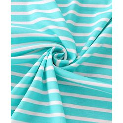 Babyhug Cotton Knit Hooded Wrapper with Stripes L 76 x B 78 cm - Aqua Blue