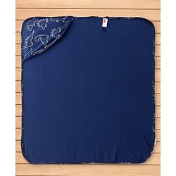 Babyhug Cotton Knit Hooded Wrapper with Dino Print L 76 x B 76 cm - Navy Blue