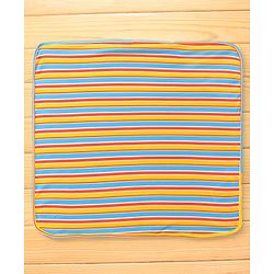 Babyhug Cotton Knit Hooded Wrapper with Stripes L 76 x B 76 cm - White