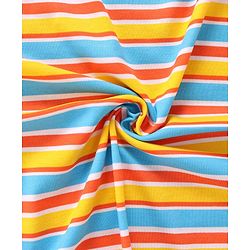 Babyhug Cotton Knit Hooded Wrapper with Stripes L 76 x B 76 cm - White