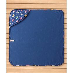 Babyhug Cotton Knit Hooded Wrapper with Butterfly Print L 76 x B 78 cm - Navy Blue