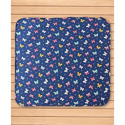 Babyhug Cotton Knit Hooded Wrapper with Butterfly Print L 76 x B 78 cm - Navy Blue