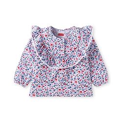 Babyhug Single Jersey Full Sleeves Frill Detailing Floral Print Top with Legging - Blue & Pink