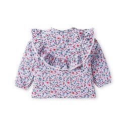 Babyhug Single Jersey Full Sleeves Frill Detailing Floral Print Top with Legging - Blue & Pink