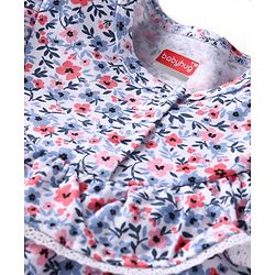 Babyhug Single Jersey Full Sleeves Frill Detailing Floral Print Top with Legging - Blue & Pink