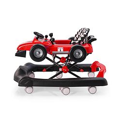 Babyhug F1 Little Racer Foldable Activity Walker with Adjustable Height|Music & Lights|Steering Wheel with Comfy Seat & Push Handle - Red
