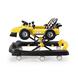 Babyhug F1 Little Racer Foldable Activity Walker with Adjustable Height|Music & Lights|Steering Wheel with Comfy Seat & Push Handle -  Yellow