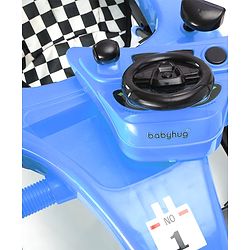 Babyhug F1 Little Racer Foldable Activity Walker with Adjustable Height|Music & Lights|Steering Wheel with Comfy Seat & Push Handle -  Yellow