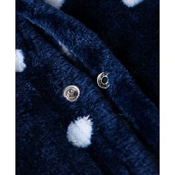 Babyhug Velour Knit Full Sleeves Winter Wear Sleep Suit With Polka Dots Print - Navy Blue