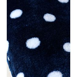 Babyhug Velour Knit Full Sleeves Winter Wear Sleep Suit With Polka Dots Print - Navy Blue