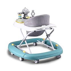 Babyhug 2 In 1 Multifunctional Baby Walker Cum Rocker With 3 Level Height Adjustment Musical Play Tray & Monkey Toy - Sea Green