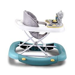 Babyhug 2 In 1 Multifunctional Baby Walker Cum Rocker With 3 Level Height Adjustment Musical Play Tray & Monkey Toy - Sea Green