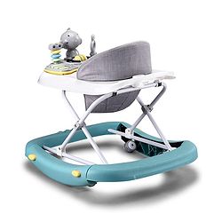 Babyhug 2 In 1 Multifunctional Baby Walker Cum Rocker With 3 Level Height Adjustment Musical Play Tray & Monkey Toy - Sea Green