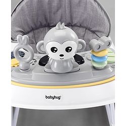 Babyhug 2 In 1 Multifunctional Baby Walker Cum Rocker With 3 Level Height Adjustment Musical Play Tray & Monkey Toy - Sea Green
