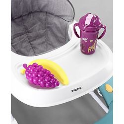Babyhug 2 In 1 Multifunctional Baby Walker Cum Rocker With 3 Level Height Adjustment Musical Play Tray & Monkey Toy - Sea Green
