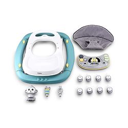 Babyhug 2 In 1 Multifunctional Baby Walker Cum Rocker With 3 Level Height Adjustment Musical Play Tray & Monkey Toy - Sea Green
