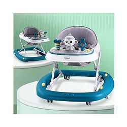 Babyhug 2 In 1 Multifunctional Baby Walker Cum Rocker With 3 Level Height Adjustment Musical Play Tray & Monkey Toy - Sea Green