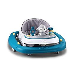Babyhug 2 In 1 Multifunctional Baby Walker Cum Rocker With 3 Level Height Adjustment Musical Play Tray & Monkey Toy - Sea Green