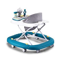Babyhug 2 In 1 Multifunctional Baby Walker Cum Rocker With 3 Level Height Adjustment Musical Play Tray & Monkey Toy - Sea Green
