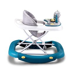 Babyhug 2 In 1 Multifunctional Baby Walker Cum Rocker With 3 Level Height Adjustment Musical Play Tray & Monkey Toy - Sea Green