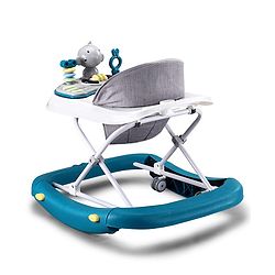 Babyhug 2 In 1 Multifunctional Baby Walker Cum Rocker With 3 Level Height Adjustment Musical Play Tray & Monkey Toy - Sea Green