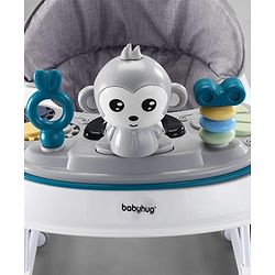 Babyhug 2 In 1 Multifunctional Baby Walker Cum Rocker With 3 Level Height Adjustment Musical Play Tray & Monkey Toy - Sea Green