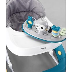 Babyhug 2 In 1 Multifunctional Baby Walker Cum Rocker With 3 Level Height Adjustment Musical Play Tray & Monkey Toy - Sea Green