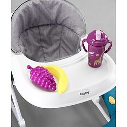 Babyhug 2 In 1 Multifunctional Baby Walker Cum Rocker With 3 Level Height Adjustment Musical Play Tray & Monkey Toy - Sea Green