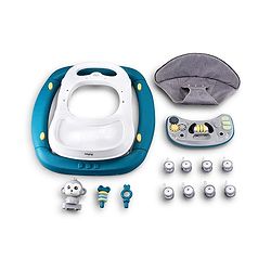 Babyhug 2 In 1 Multifunctional Baby Walker Cum Rocker With 3 Level Height Adjustment Musical Play Tray & Monkey Toy - Sea Green