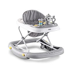 Babyhug 2 In 1 Multifunctional Baby Walker Cum Rocker With 3 Level Height Adjustment Musical Play Tray & Monkey Toy - Sea Green