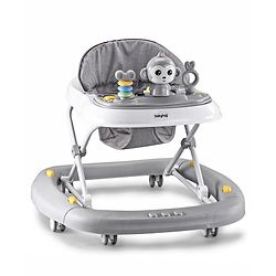 Babyhug 2 In 1 Multifunctional Baby Walker Cum Rocker With 3 Level Height Adjustment Musical Play Tray & Monkey Toy - Sea Green