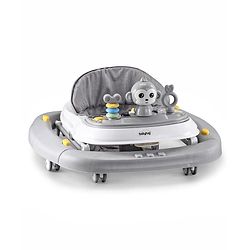 Babyhug 2 In 1 Multifunctional Baby Walker Cum Rocker With 3 Level Height Adjustment Musical Play Tray & Monkey Toy - Sea Green