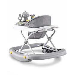 Babyhug 2 In 1 Multifunctional Baby Walker Cum Rocker With 3 Level Height Adjustment Musical Play Tray & Monkey Toy - Sea Green