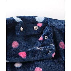 Babyhug Velour Knit Full Sleeves Winter Night Suit With Polka Dots  Print - Navy Blue
