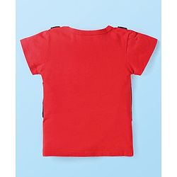 Babyhug Woven Half Sleeves T-Shirt & Shorts With Bow Applique - Red & Navy Blue