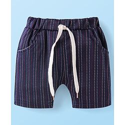 Babyhug Woven Half Sleeves T-Shirt & Shorts With Bow Applique - Red & Navy Blue