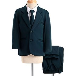 Babyhug Woven Full Sleeves Solid Color 3 Piece Party Suit with Tie - Dark Green