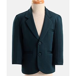 Babyhug Woven Full Sleeves Solid Color 3 Piece Party Suit with Tie - Dark Green