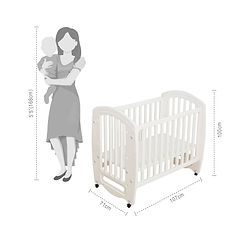 Babyhug Compacto 3 in 1 Cot Rocker Cum Study Table  White| Easy to Assemble| No Tools Required| Adjustable Height| Attach to Parent Bed | Wheels with Lock