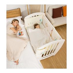 Babyhug Compacto 3 in 1 Cot Rocker Cum Study Table  White| Easy to Assemble| No Tools Required| Adjustable Height| Attach to Parent Bed | Wheels with Lock