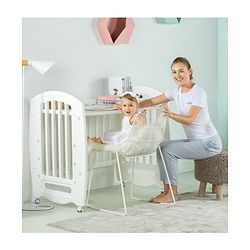 Babyhug Compacto 3 in 1 Cot Rocker Cum Study Table  White| Easy to Assemble| No Tools Required| Adjustable Height| Attach to Parent Bed | Wheels with Lock
