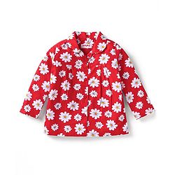 Babyhug Cotton Woven Full Sleeves Floral Printed Night Suit - Red