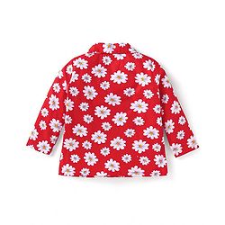 Babyhug Cotton Woven Full Sleeves Floral Printed Night Suit - Red