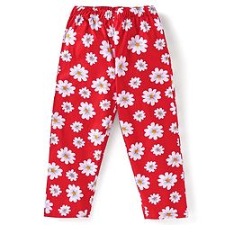 Babyhug Cotton Woven Full Sleeves Floral Printed Night Suit - Red