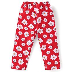 Babyhug Cotton Woven Full Sleeves Floral Printed Night Suit - Red
